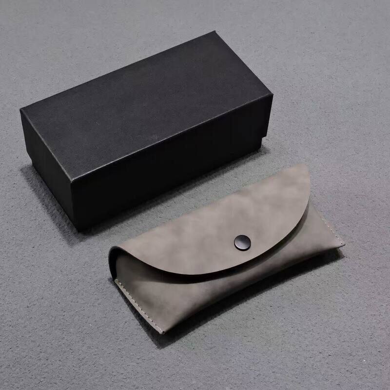 定制logo墨镜眼镜收纳盒套装羊巴灰圆头按扣平光镜太阳镜包近视