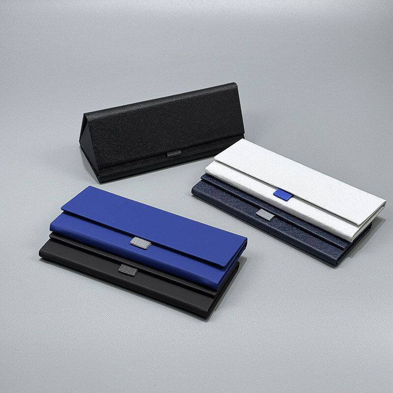 定制logo印简约三角折叠近视盒时尚太阳眼镜翻盖墨镜盒便携纯色