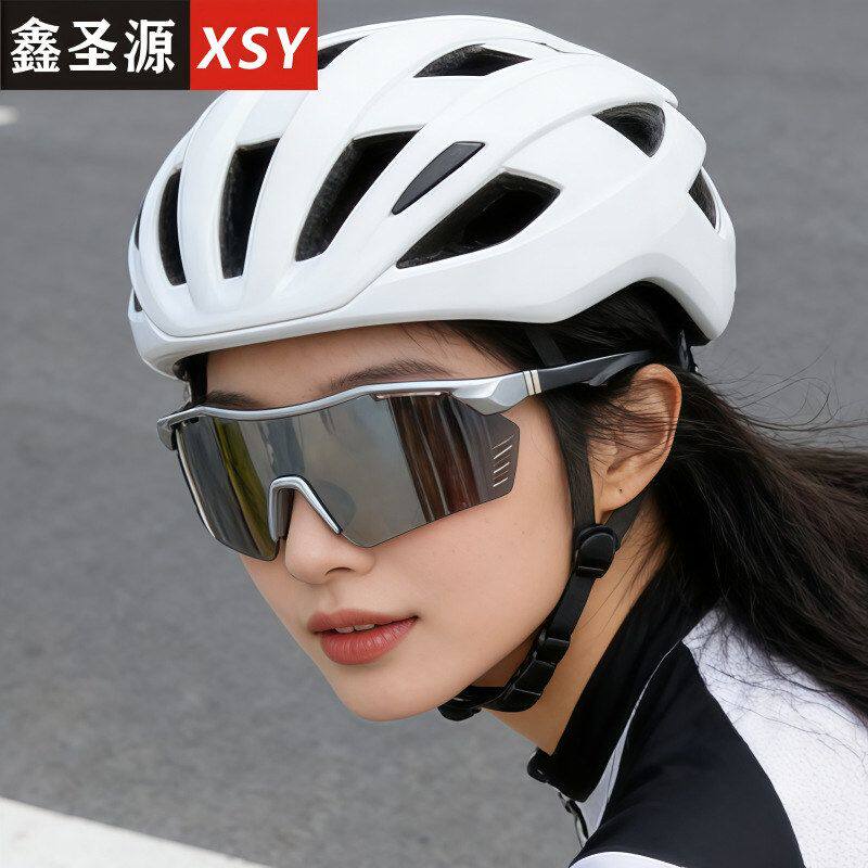 欧美新款骑行眼镜男女士户外运动炫彩墨镜水银镜面防风太阳镜批发