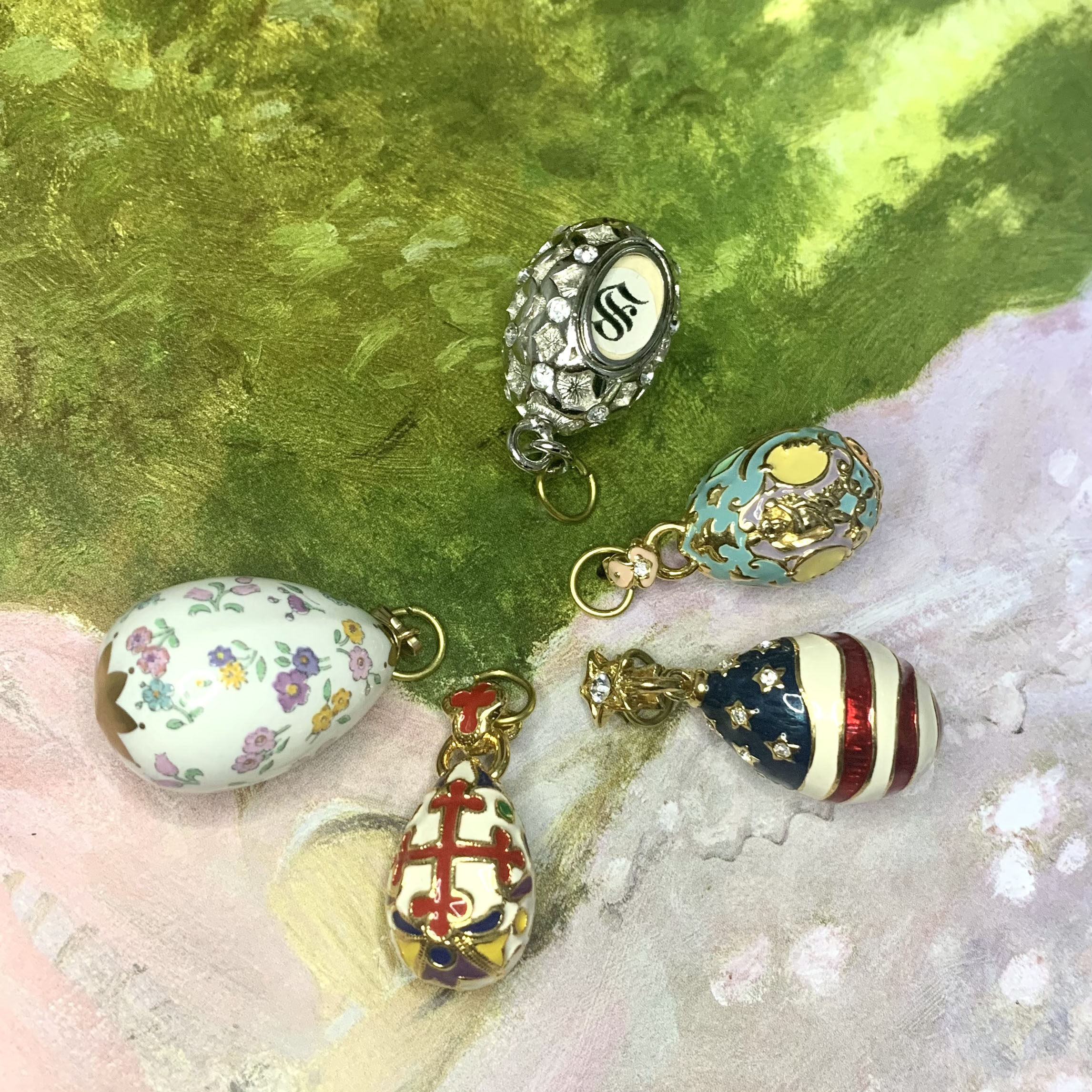 ky vintage joan rivers 大彩蛋吊坠马卡龙色岁相片框十字书本款