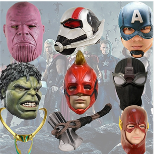 雷神洛基头盔Cosplay美国队长黑豹蜘蛛侠头套灭霸无线发光手套