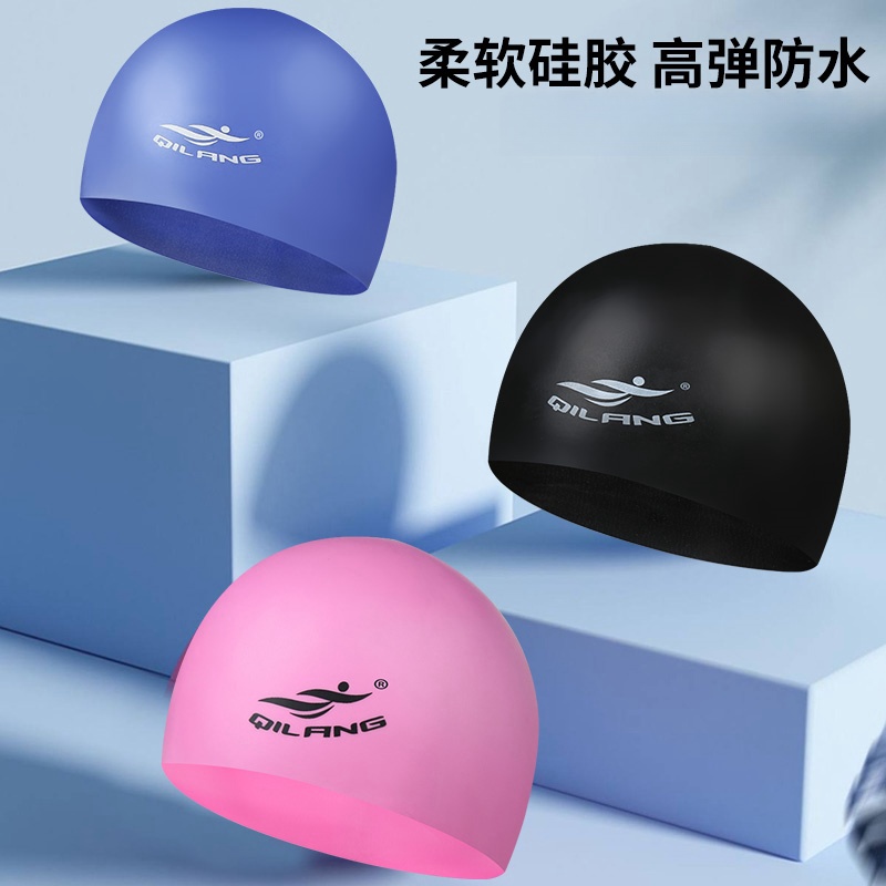 游泳帽女防水护耳不勒头专业男大号长发成人儿童硅胶定制泳帽logo