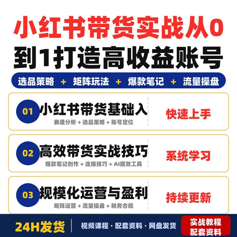 xhs带货实战课从0到1打造高收益账号实现xhs年入百万完整版