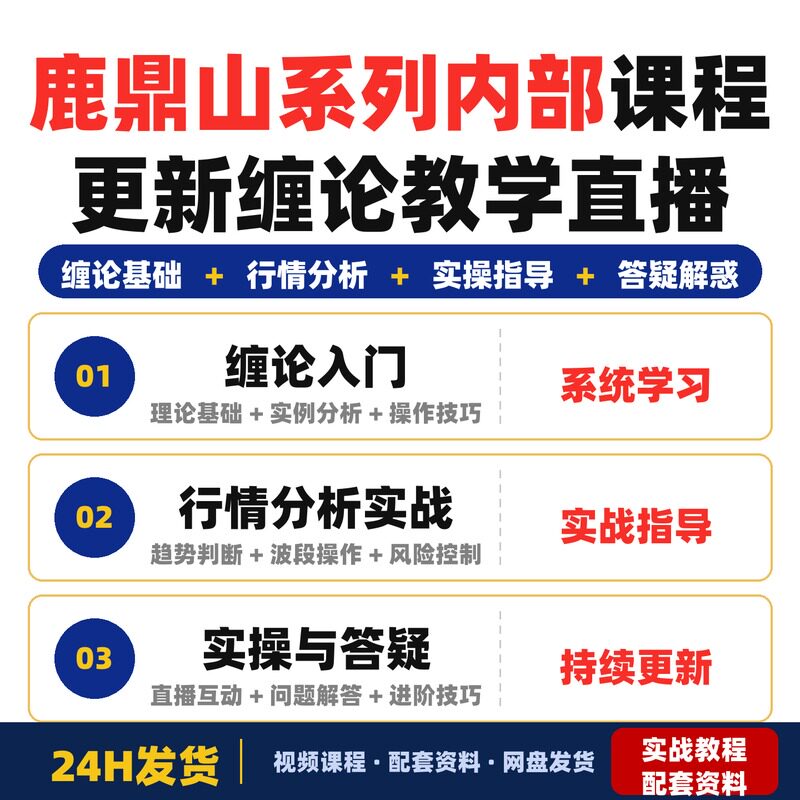 鹿鼎山系列内部课程更新缠论教学直播回放行情分析学习答疑实操