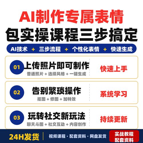 AI制作专属表情包实操课程三步搞定可爱搞怪风格快速产出全套教程