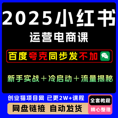 2025xhs运营电商课：新手实战＋冷启动＋流量揭秘，创业项目