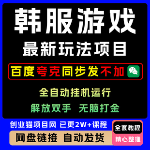 2025 最 新韩服游戏搬砖项目全自动挂机运行解放双手单机日入1k