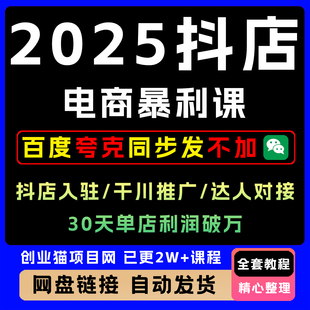 2025抖店电商暴利课 抖店入驻千川推广达人对接 30天单店利润破万