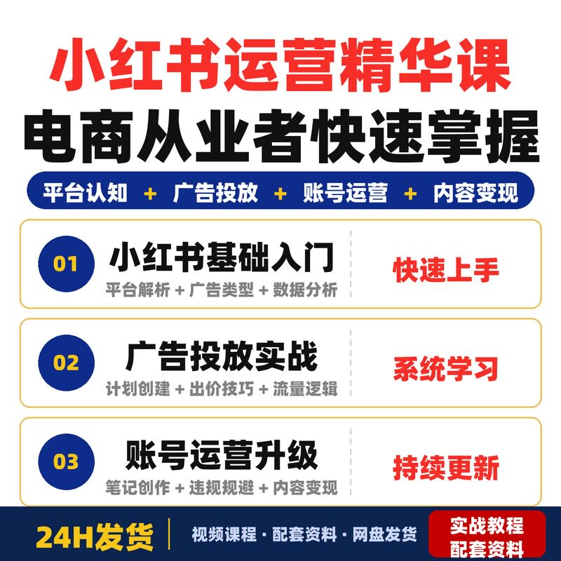 xhs运营精华课电商从业者快速掌握平台认知广告投放账号完整版