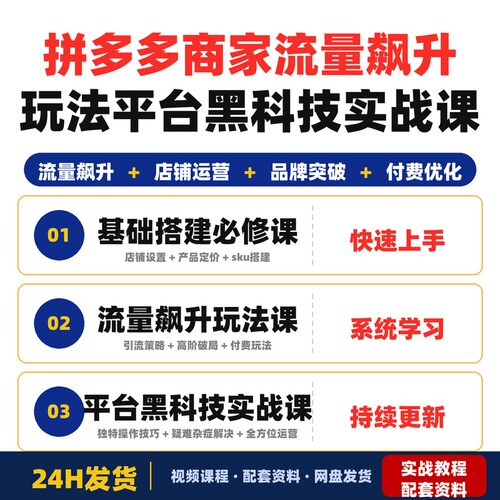拼多多商家必修课流量飙升玩法课实战课店铺完整教程