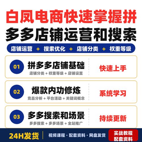 白凤电商从0开始的拼多多训练营快速掌握拼多多店铺运营和搜索