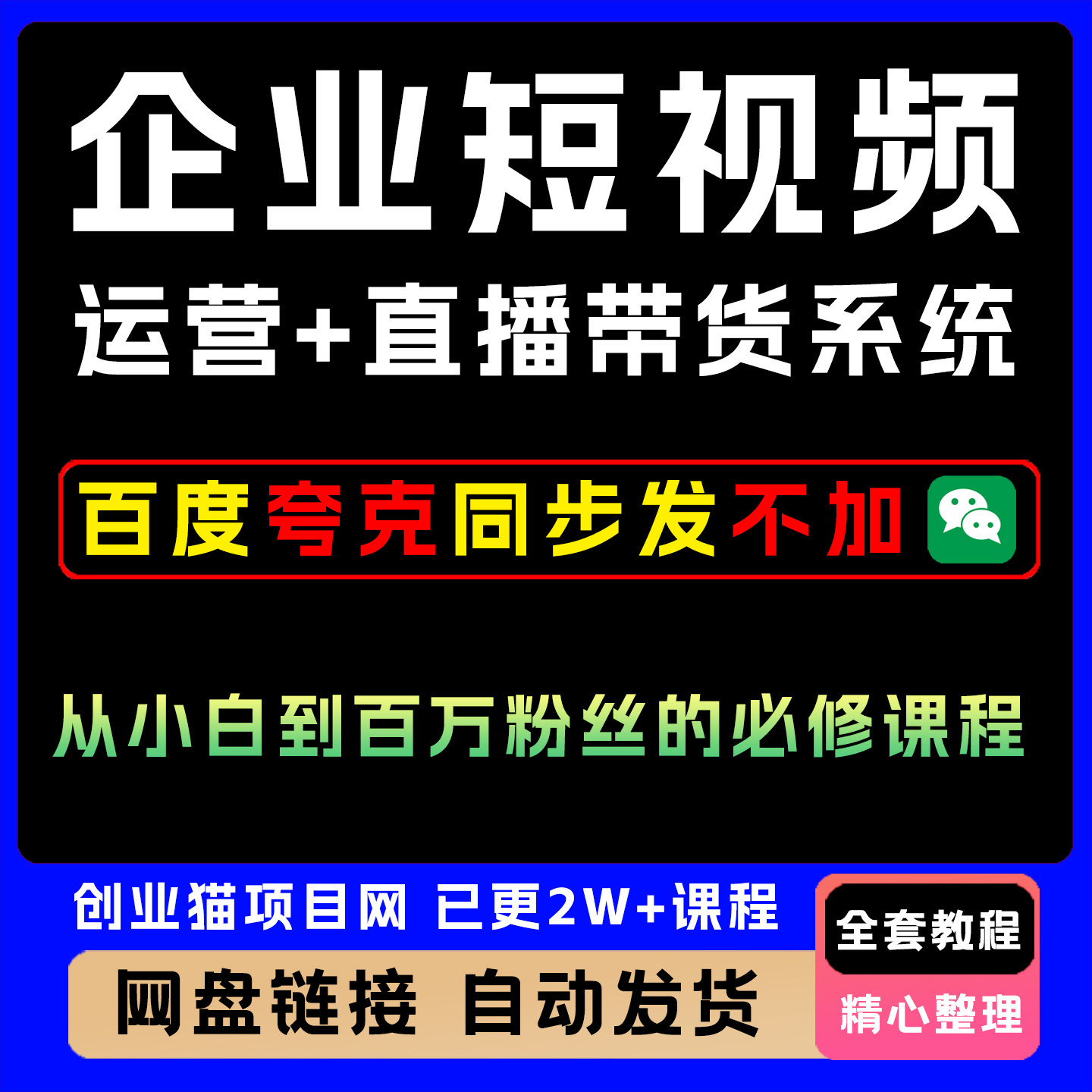 企业短视频运营+直播带货系统，从小白到百万多人的必修课程