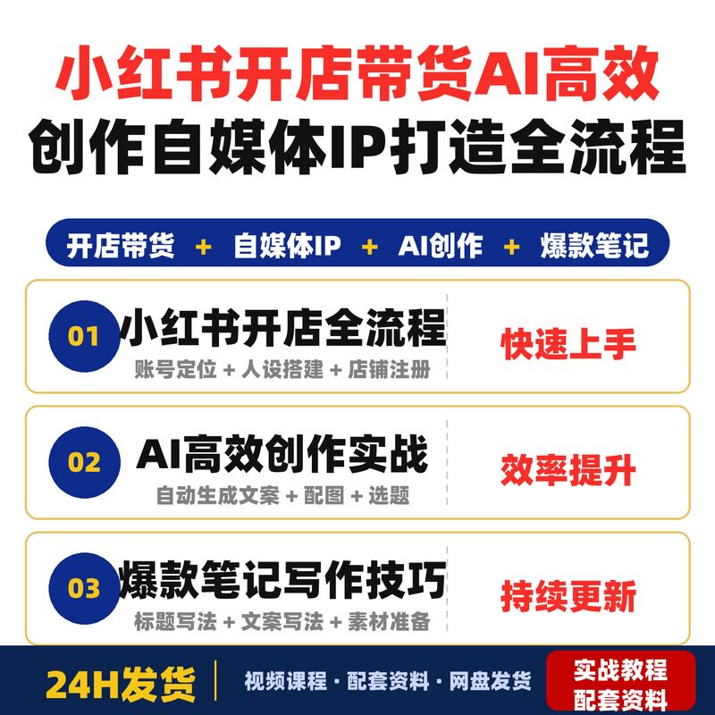 小红书开店带货实战课AI高效创作自媒体IP打造全流程指导全套教程