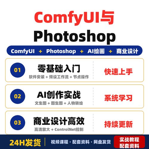 ComfyUI与Photoshop深度融合工作流课程零基础学员也能轻松玩转