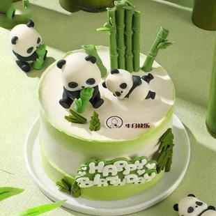 饰摆件竹子竹笋竹叶翻糖硅胶模具 儿童节萌耍大小熊猫生日蛋糕装