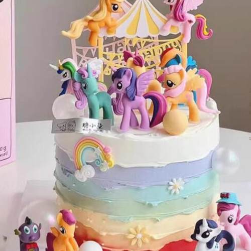 小马生日蛋糕装饰摆件亚克力