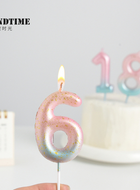 ins渐变幻彩生日派对星空数字蜡烛蛋糕装饰甜品儿童宝宝糖果数字