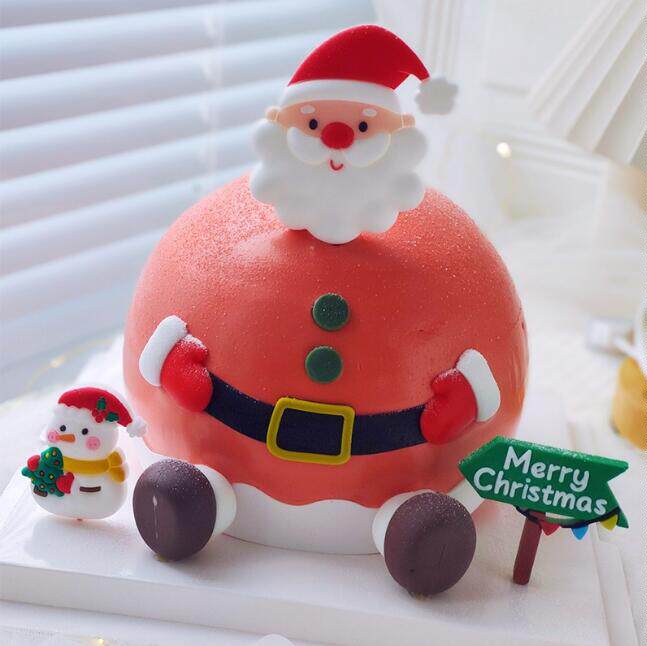 圣诞节平安夜烘焙蛋糕装饰摆件圣诞老人爷爷软胶趴着摔跤背影装扮