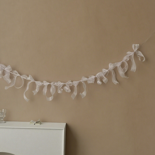 网红拍照蝴蝶结网纱拉花拉旗