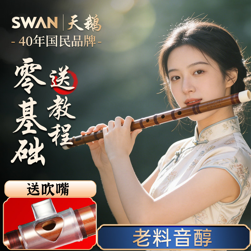 天鹅笛子高颜值古风竹笛e调横笛乐器演奏级初学者入门小学生专用