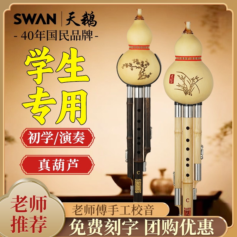 天鹅葫芦丝小学生初学者成人专用高端防摔紫竹七孔c调降b调旗舰店