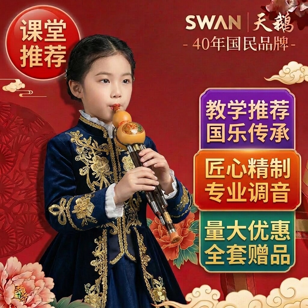 天鹅小学生专用优质葫芦丝乐器c调降b调儿童成人初学者入门旗舰店