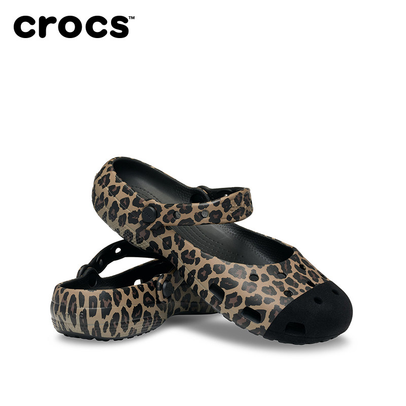 Crocs卡骆驰经典豹纹拼色芭蕾洞洞鞋平底鞋凉鞋拖鞋女鞋|215970图片