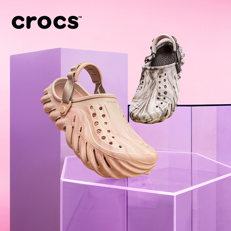 Crocs波波大理石纹洞洞鞋