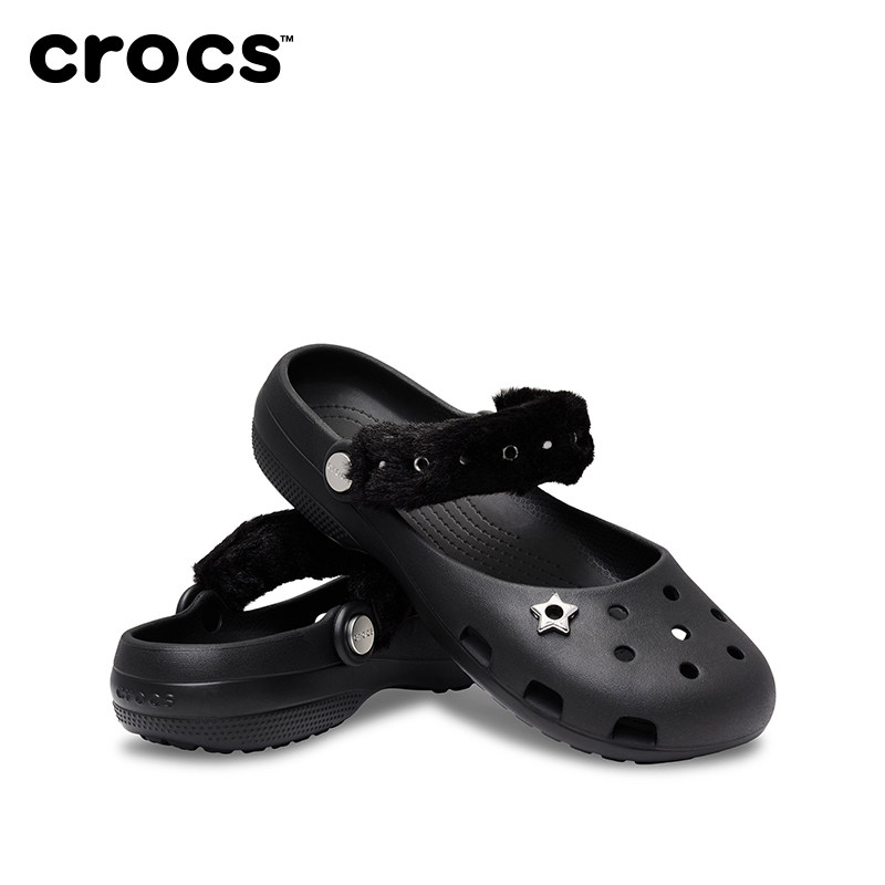 Crocs卡骆驰经典朋克暖绒后跟带芭蕾洞洞鞋平底鞋女鞋|217063图片