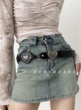 民族风爱心腰带女波西米亚装饰配裙子连衣裙心形铆钉皮带配饰黄色