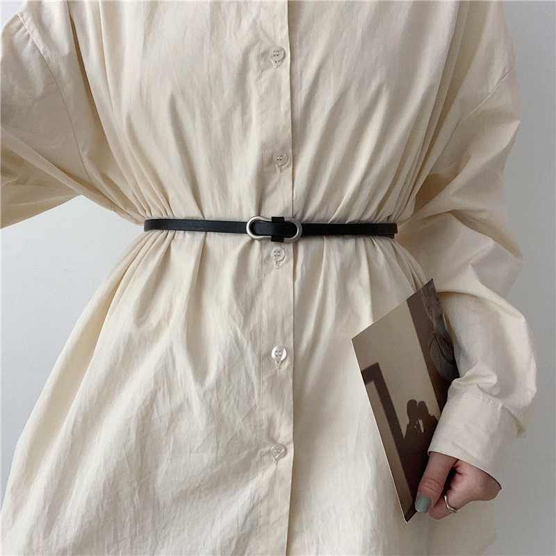 无孔牛仔裤细款收腰显瘦小皮带