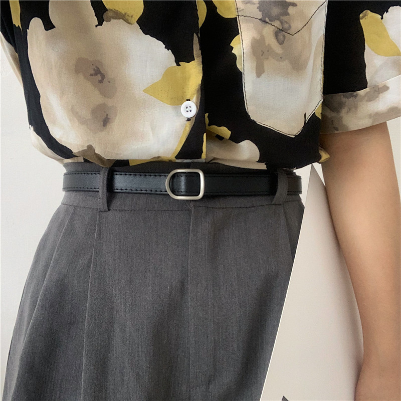 韩国东大门2025年新款韩版黑色小腰带无孔女学生扣皮带软不用打孔