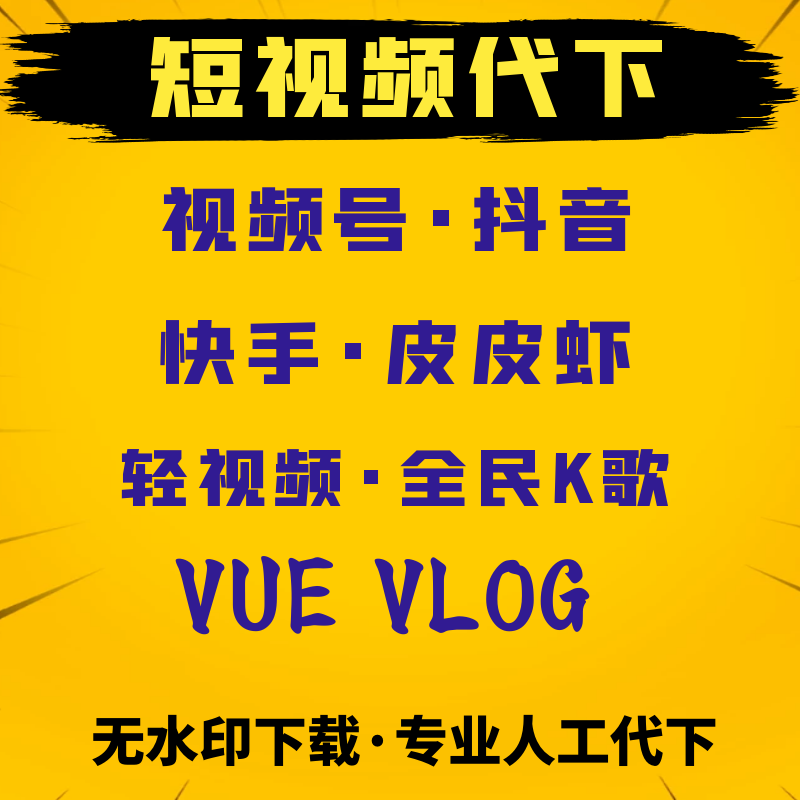 视频号视频快手抖音短视频无水印解析轻视频皮皮虾网站视频代下