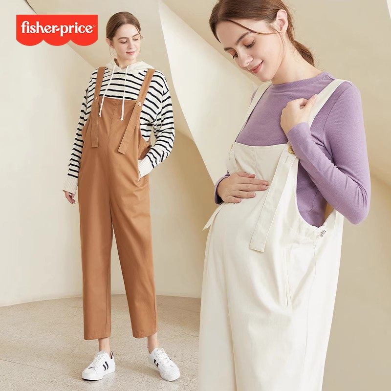 美国费雪孕妇背带裤秋季2025新款套装小个子秋冬加绒宽松外穿大码