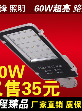 LED路灯头60wled小金豆led路灯防水户外新农村挑臂电线杆道路灯IP