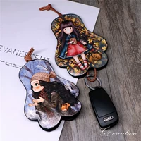 Креативная ключница, универсальная сумка через плечо, ключи от машины, модный мультяшный окрашенный защитный чехол, японские и корейские, на шнурках