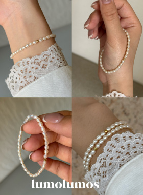 3-3.5mm小米baby珠强光珍珠手链｜弹力绳手串