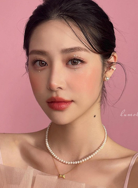 回馈！经典复古百搭气质5-6圆形天然淡水珍珠项链女赫本风锁骨链