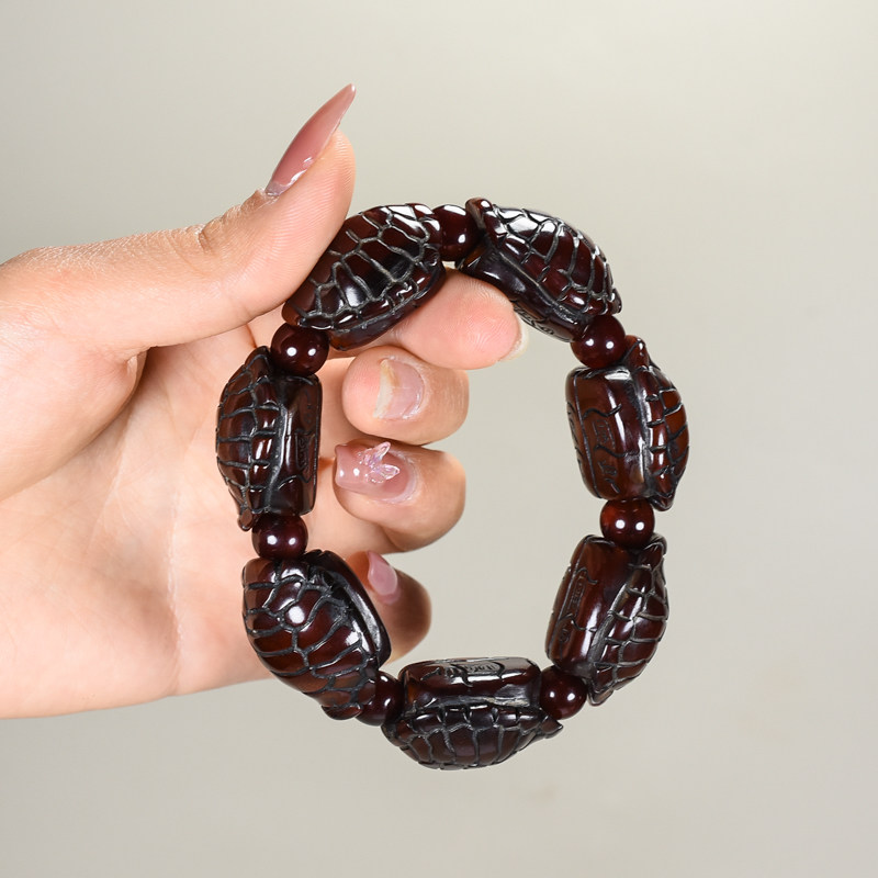 天然西藏牦牛角雕刻龟壳手串牛角富甲天下女男款民族风手链文玩
