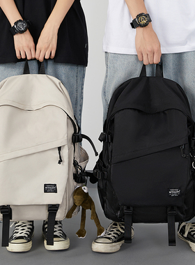 双肩包男士简约百搭大容量电脑旅行背包女初中生高中大学生书包男