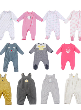 宝宝春秋连身衣法国单全棉柔软长爬连体服洋气开档连体家居服