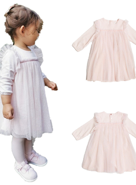 女童春夏连衣裙法单CB宝宝洋气长袖公主裙舒适柔软双层纱裙
