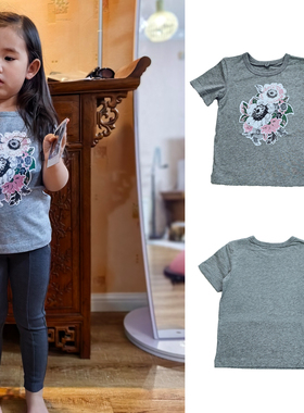 儿童夏季有机棉t恤潮奢SMC全棉圆领休闲短袖t女童夏洋气舒适体恤