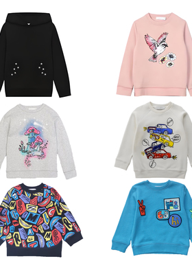 英潮奢SMC有机棉春秋冬卫衣男女童可爱休闲抓绒套头外套圆领上衣