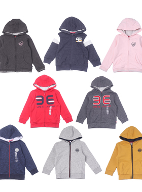 儿童春秋连帽外套法单男女童休闲百搭毛圈卫衣拉链衫上衣3岁