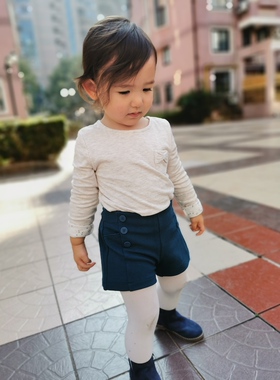 儿童秋冬T恤法国单女童全棉双层百搭舒适长袖上衣洋气圆领打底