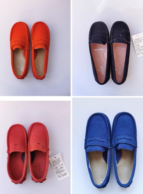 法轻奢男女童秋冬真皮豆豆鞋儿童纯色软牛皮一脚蹬乐福鞋