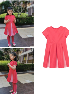 女童春秋连衣裙法j家女童洋气双层淑女百褶裙礼服裙公主裙子4-6岁