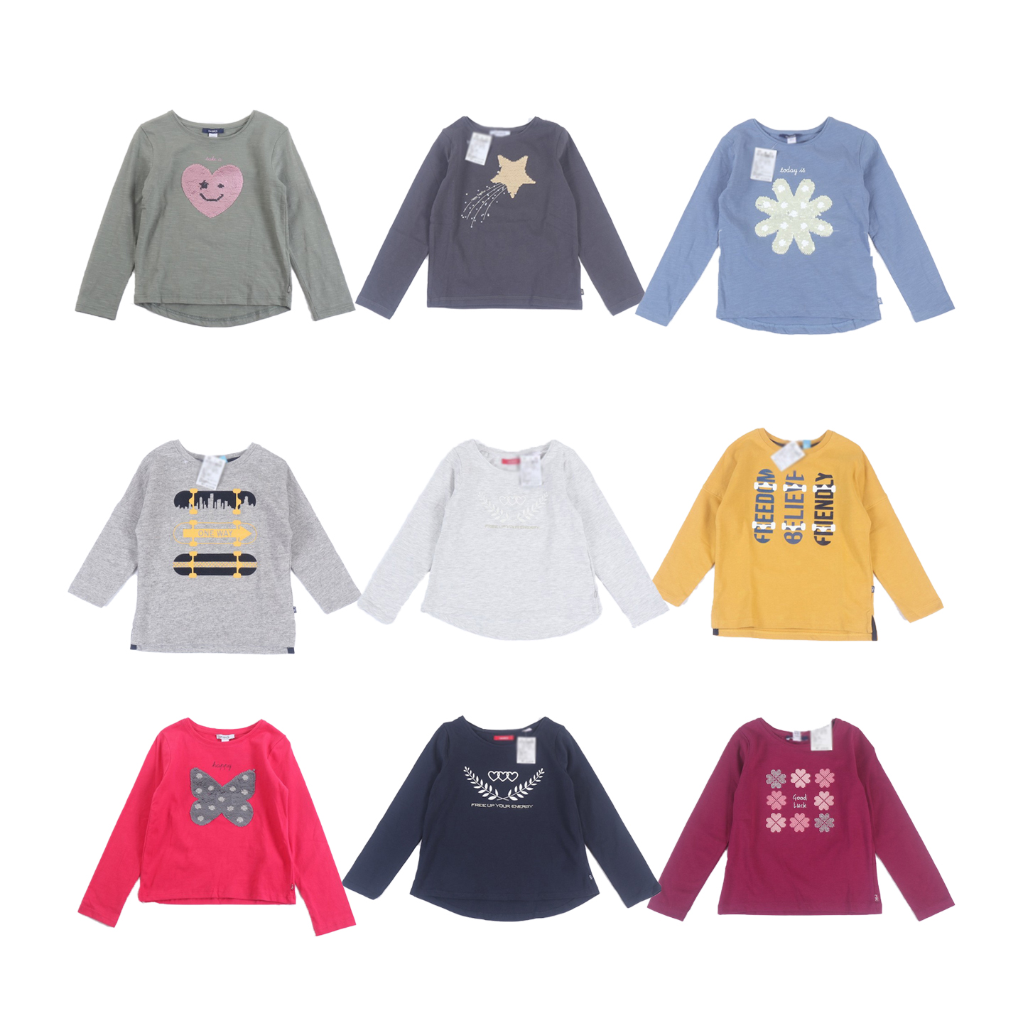 儿童春秋长袖T恤法单男女童棉质轻薄透气圆领体恤法式上衣2-14岁