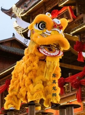 舞狮道具全套南狮醒狮成人舞龙舞狮双人羊毛狮子婚庆粉色狮子头